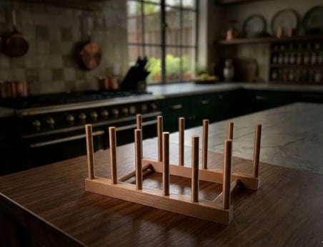 Lexroo 3D Baskı Tabak Standı Şık Tabak Düzenleyici Dikey Tabak Rafı Çıkarılabilir - Ahşap Rengi