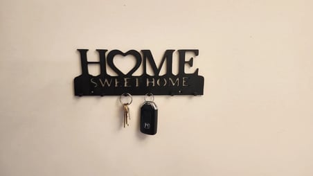 Lexroo 3D Baskı Home Sweet Home Yazılı Anahtarlık Duvar Askısı Kalpli Anahtar Askısı Siyah