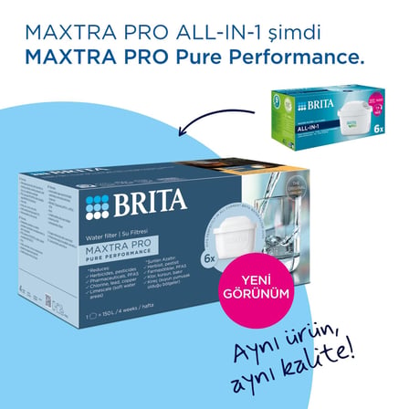BRITA MAXTRA PRO Pure Performance Yedek Su Arıtma Filtresi, 6’lı