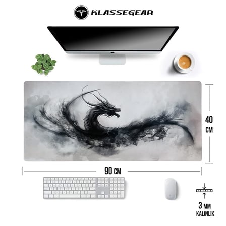 Klasse Pro - 10 Farklı Model Dikişli Kenar 90x40 cm Oyuncu Gaming Mouse Pad (Nyrox, 90x40 cm)