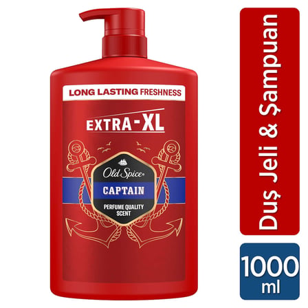 Old Spice Captain Erkekler için Duş Jeli ve Şampuan 1000 ml Ekstra-XL