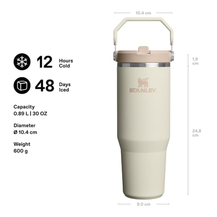 STANLEY IceFlow Flip Straw Tumbler Pipetli Termos Su Şişesi 0.89 Litre - Krem | Paslanmaz Çelik