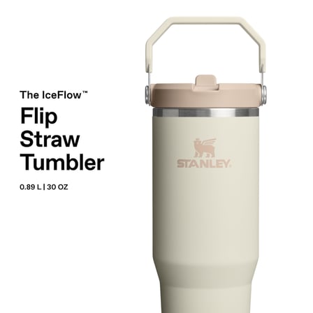 STANLEY IceFlow Flip Straw Tumbler Pipetli Termos Su Şişesi 0.89 Litre - Krem | Paslanmaz Çelik