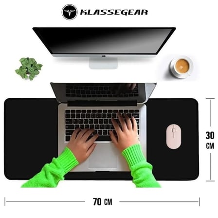 Klasse Classic Mouse Pad, Dikişli Kenar, Kaymaz Taban, Büyük Boy Pürüzsüz Yüzey - X Large, Siyah)