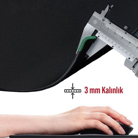 Klasse Classic Mouse Pad, Dikişli Kenar, Kaymaz Taban, Büyük Boy Pürüzsüz Yüzey - X Large, Siyah)