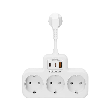 Akım Korumalı Priz, Duvar Priz Çoğaltıcı, 3x Priz Soketi, 2x Type-C Girişi, 1x Usb Girişi