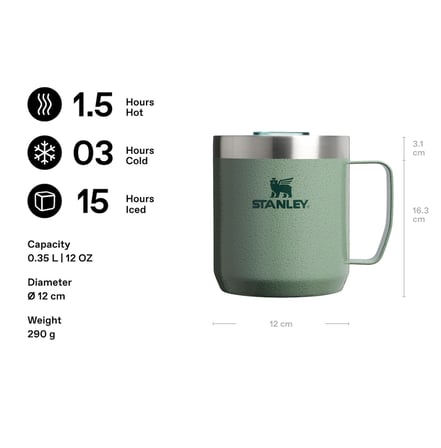 STANLEY Classic Legendary Termos Bardak 0.35 Litre - Yeşil (Hammertone Green) | Paslanmaz Çelik