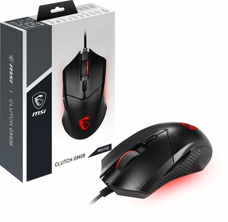 MSI GG CLUTCH GM08 GAMING MOUSE 4.200 DPI PIXART PAW3519 OPTIK SENSOR RED LED 1.8M KABLO