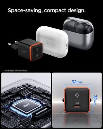 Spigen 30W USB-C Ultra Mini Hızlı Şarj Aleti PPS Super Hızlı Şarj GaN Pro Isı Düşürücü - ACH08448