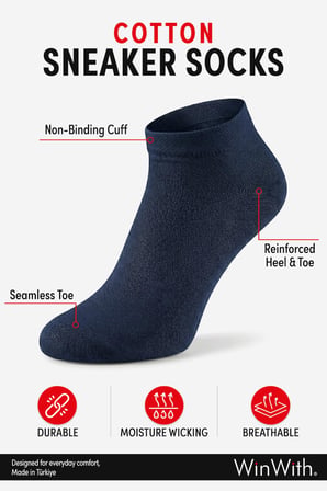 WinWith 10'lu Pamuklu Dikişsiz Düz Gündelik Klasik Erkek Kadın Sneaker Çorap