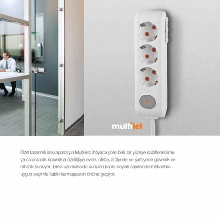 Viko Multi-Let 3lü Topraklı Kablolu Ç.K 5mt Priz, Beyaz