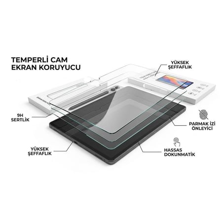 Coverzone Samsung Galaxy Tab A11 Plus İle Uyumlu Tablet Temperli Cam Ekran Koruyucu Kırılmaz Cam