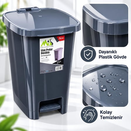 Miss Collection Lüx Serisi Pedallı 25 Litre Çöp Kovası Antrasit