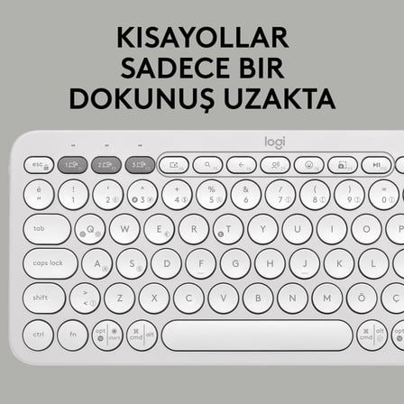 Logitech Pebble Keys 2 K380S Kablosuz Klavye, Çoklu Cihaz Özellikli