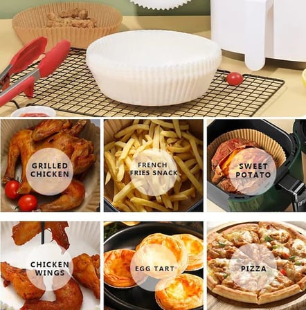 Busstier Airfryer Pişirme Kağıdı, Fritöz Yağlı Kağıdı, Yanmaz Kağıt 50 Adet (Oval)