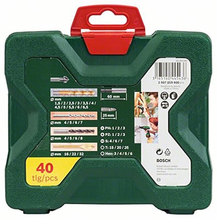Bosch Home and Garden X/Line 40 Parça Aksesuar Seti, Matkap uçları, Vidalama uçları