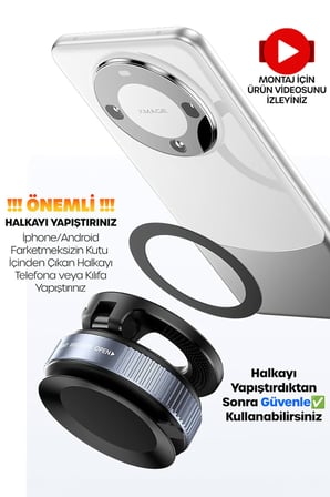 MagnetPRO 360° Ayarlanabilir Araç İçi Masa Üstü Vakumlu Mıknatıslı Magsafe Telefon Tutucu (Beyaz)