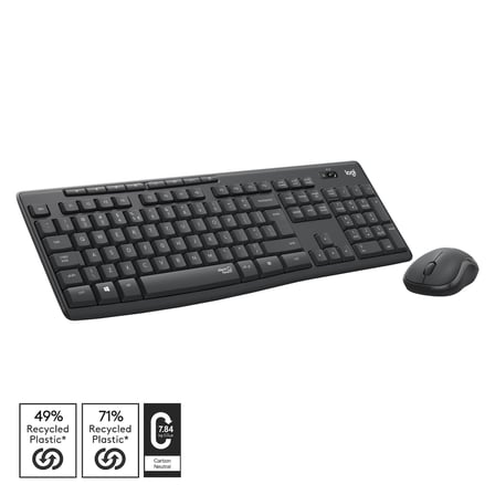 Logitech MK295 Kablosuz Sessiz Klavye Mouse Seti, SilentTouch Teknolojisi, Gelişmiş Optik İzleme