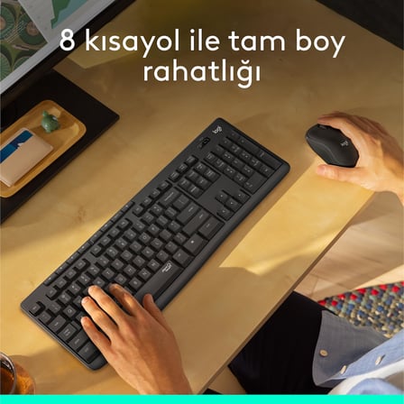 Logitech MK295 Kablosuz Sessiz Klavye Mouse Seti, SilentTouch Teknolojisi, Gelişmiş Optik İzleme