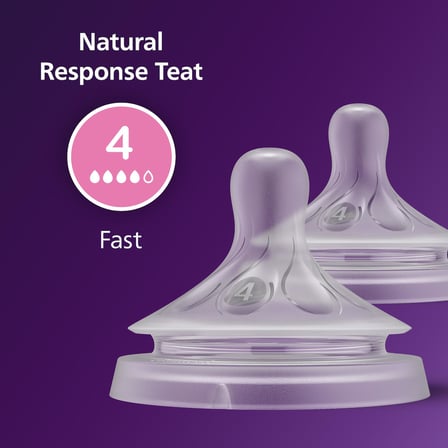 Philips Avent Doğal Tepkili Biberon Emziği, 2’li Paket, 3 Ay+, 4 Numara, Akıtmaz Emzik