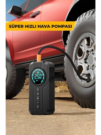 ROBO 4'ü 1 Arada Şarjlı Akü Ateşleyici Lastik Şişirici Powerbank Led Işık 150psi Yüksek Basınçlı