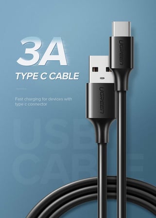 Ugreen USB Type-C Şarj ve Data Kablosu, 1 Metre, Beyaz