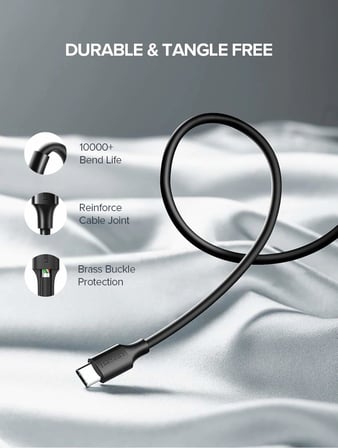 Ugreen USB Type-C Şarj ve Data Kablosu, 1 Metre, Beyaz