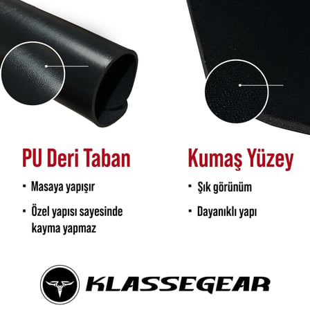 Klasse Classic Mouse Pad, 29x24 ve 24x20 cm Ofis Tipi, Küçük ve Orta Boy, Kaymaz Taban