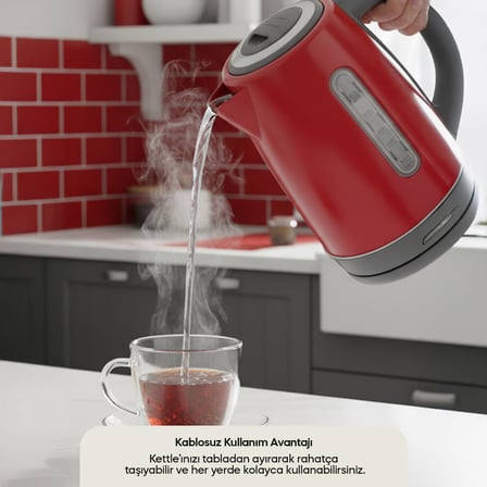 Sinbo SK-8031 Su Isıtıcı Kettle – Paslanmaz Çelik, 1.8 L, Inox, Otomatik Kapanma (Kırmızı)