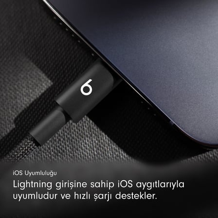 Beats USB-C'den Lightning'e Örgülü Kablo, Hızlı Şarj, Dayanıklı/Dolanmayan - Jet Siyah