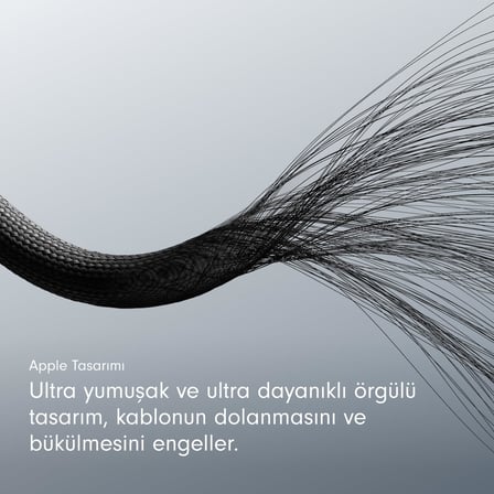Beats USB-C'den Lightning'e Örgülü Kablo, Hızlı Şarj, Dayanıklı/Dolanmayan - Jet Siyah