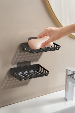 ATA HOME 2'Li Set Yapışkanlı Banyo Sabunluk, Katı Sabun Tutacağı