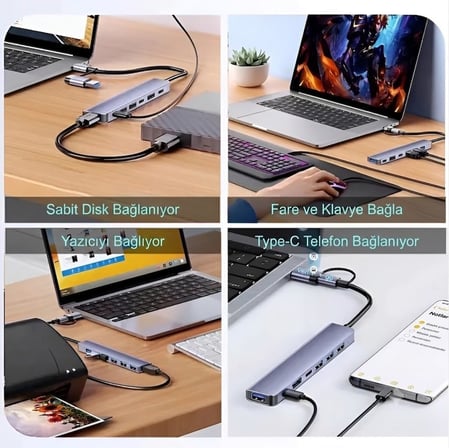 Daytona CF99 7in1 Type C ve USB Çevirici Adaptör