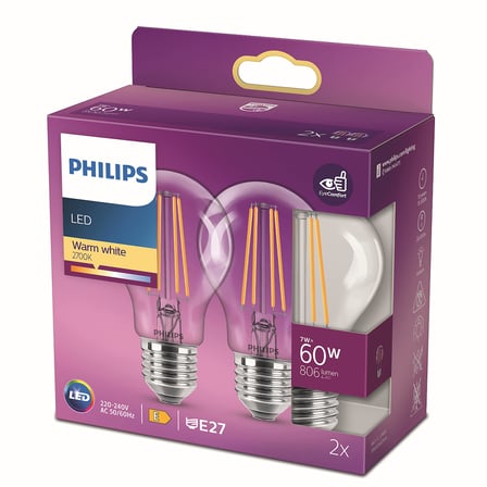 Philips LED Classic 60W A60 Filament Ampul, 2700 Sarı Işık, E27 Normal Duy