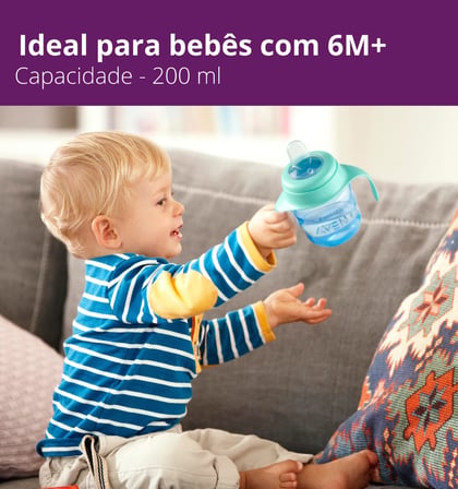 Philips Avent Eğitici Damlatmaz Bardak, 6 Ay+ Erkek Bebekler için, Yumuşak Silikon Uç