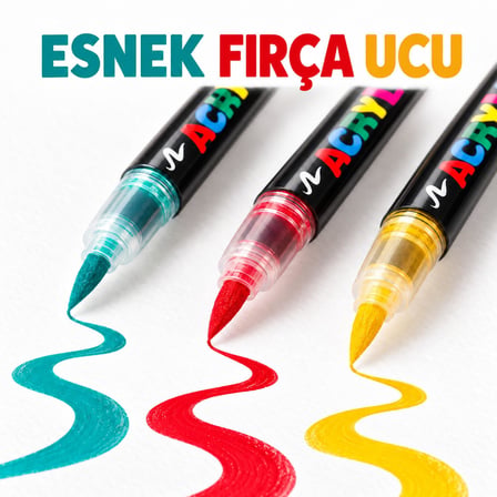 Akrilik Marker Kalem Seti 24'lı, Esnek Fırça Uçlu Boya Kalemi