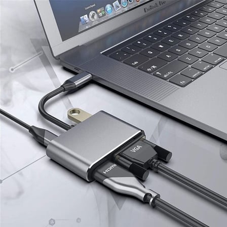 Coverzone Type-C Hdmi Vga Usb 3.0 Type 4in1 Video Dönüştürücü Veri Aktarıcı Usb Adaptör Notebook ve