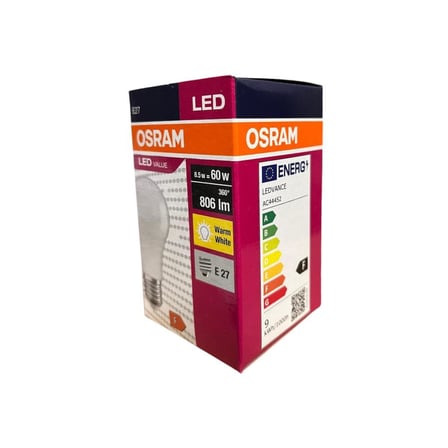 Osram Ledvalue 8.5W E27 Led Ampul | 2700K Sıcak Sarı İşık, 806 Lümen, 60W Eşdeğer - 10'Lu Paket