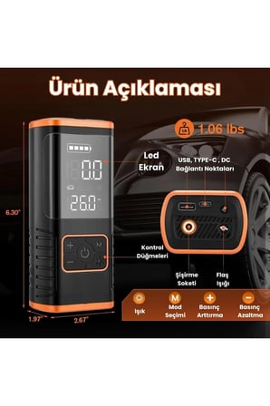 Enshall Taşınabilir Hava Kompresörü Lastik Şişirme