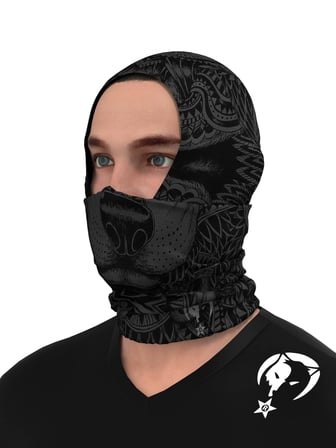 e taktik Extreme Siyah Kurt Kamuflaj Desenli Boyunluk Buff Bandana Saç Bandı Balaclava Yüz Maskesi