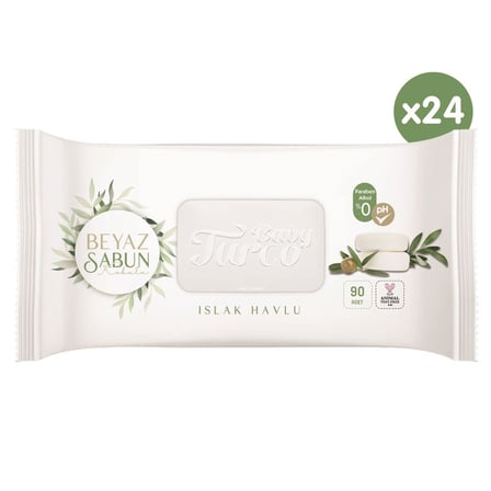 BabyTurco Baby Turco Beyaz Sabun Kokulu Islak Havlu 24x90