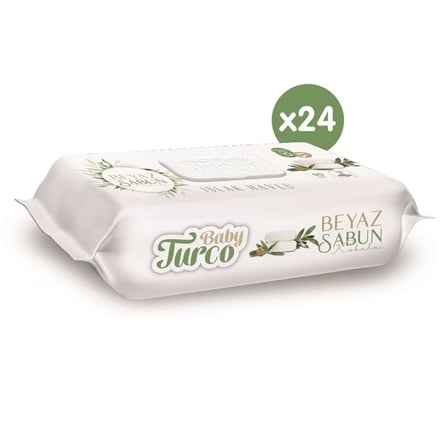 BabyTurco Baby Turco Beyaz Sabun Kokulu Islak Havlu 24x90