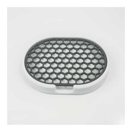 Modern Çift Renkli Katı Sabunluk - Su Tahliyeli Ve İzgaralı Tasarım (9X12 Cm) (Beyaz-Gri)