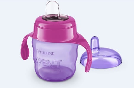 Philips Avent Eğitici Damlatmaz Bardak, 6 Ay+, Kız Bebekler için, Yumuşak Silikon Uç, Kolay Tutuş