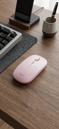 Şarj Edilebilir Tüm Cihazlara Uyumlu Sessiz Hızlı 2,4+5.0 Kablosuz Mouse (Pembe)