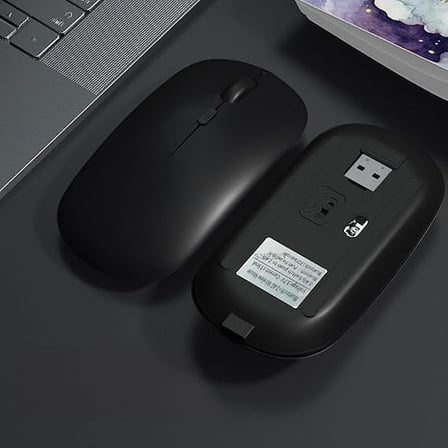 Şarj Edilebilir Tüm Cihazlara Uyumlu Sessiz Hızlı 2,4+5.0 Kablosuz Mouse (Siyah)