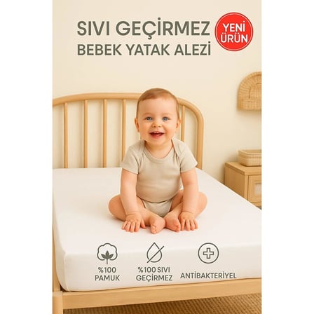 Suvay%100 Pamuklu Sivi Gecirmez Bebek Alezi Yatak Koruyucu Bebek Cocuk Park Besik Kres Anaokulu