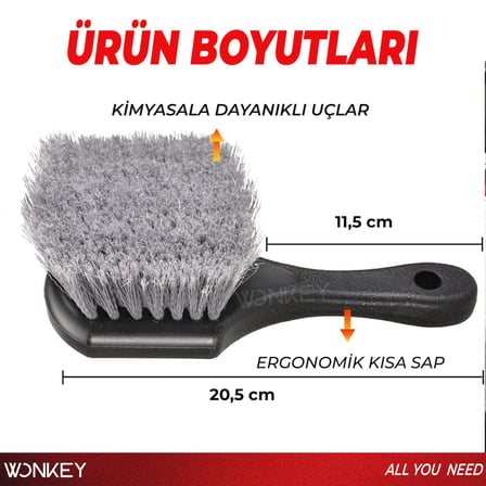 WONKEY - Jant ve Davlumbaz Temizleme Fırçası, Yumuşak Kıllı Çizmez Oto Jant Fırçası