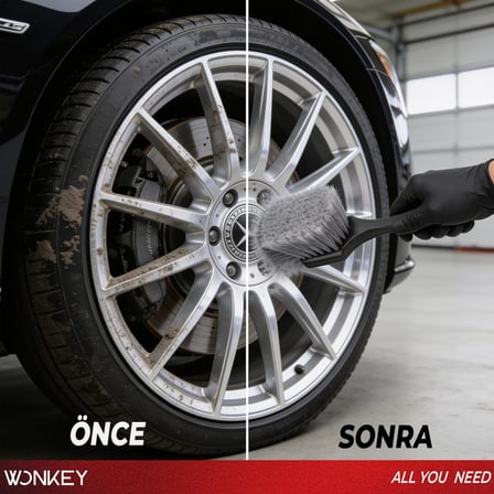 WONKEY - Jant ve Davlumbaz Temizleme Fırçası, Yumuşak Kıllı Çizmez Oto Jant Fırçası