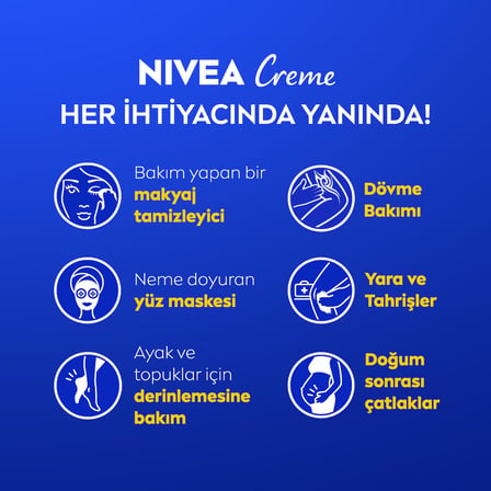 NIVEA Creme Nemlendirici Bakım Kremi 250 ml,Eucerit, El,Yüz,Vücut İçin,Paraben İçermez